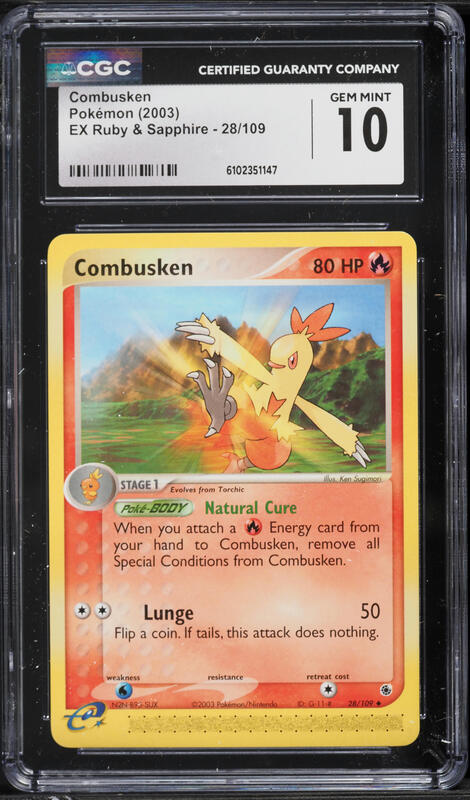 2003 Pokemon EX Ruby & Sapphire Combusken #28 CGC 10 GEM MINT
