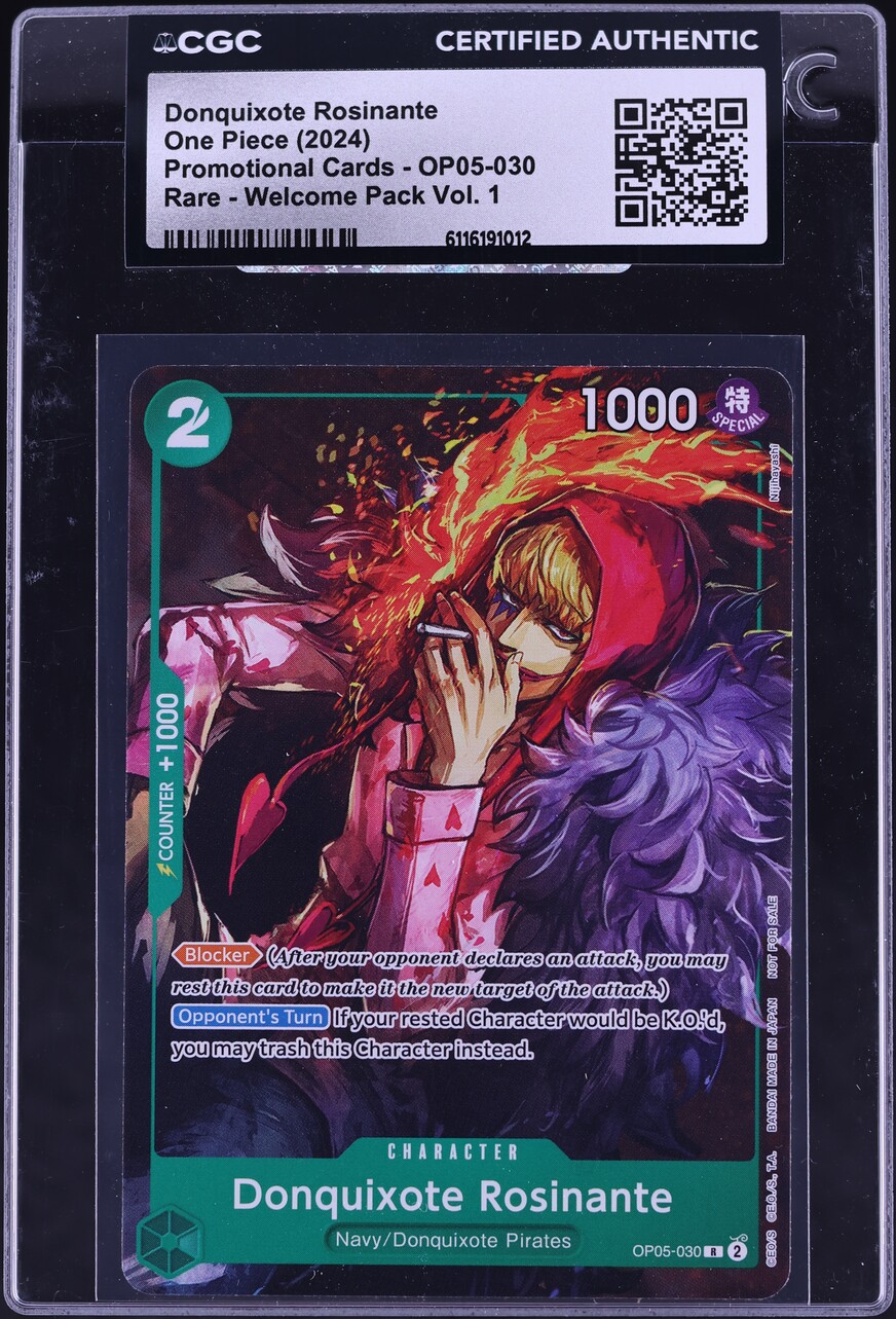 2024 One Piece Promo Cards Welcome Pack Vol.1 Donquixote Rosinante #OP05-030 CGC AUTH