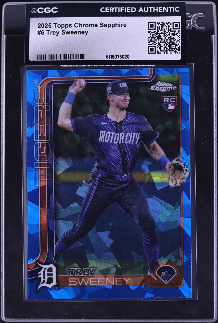 2025 Topps Chrome Sapphire Trey Sweeney ROOKIE #6 CGC AUTH