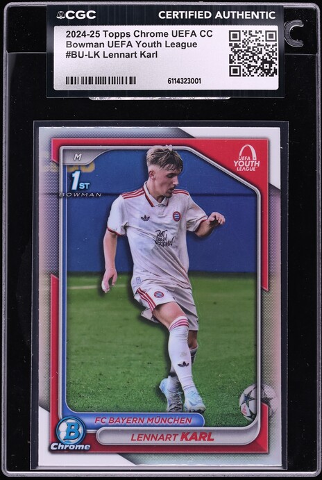 2024 Bowman Chrome UEFA Youth League Lennart Karl ROOKIE #BU-LK CGC AUTH