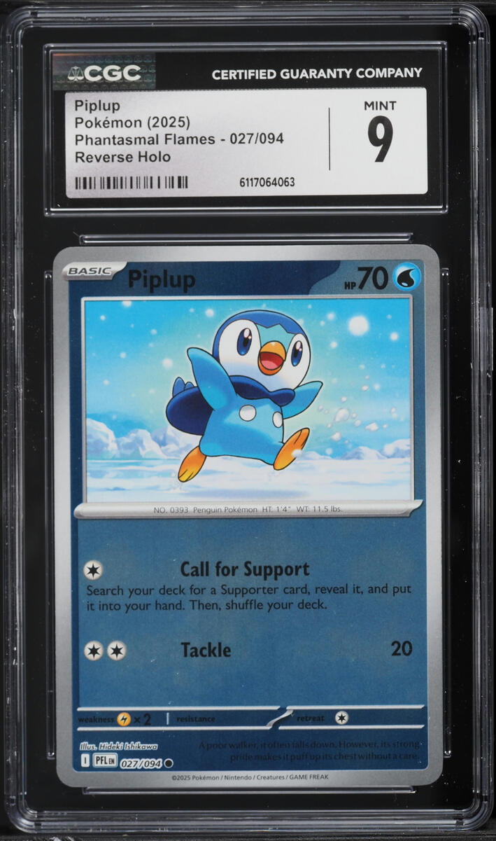 2025 Pokemon Phantasmal Flames Reverse Holo Piplup #027 CGC 9 MINT on  Fanatics Collect