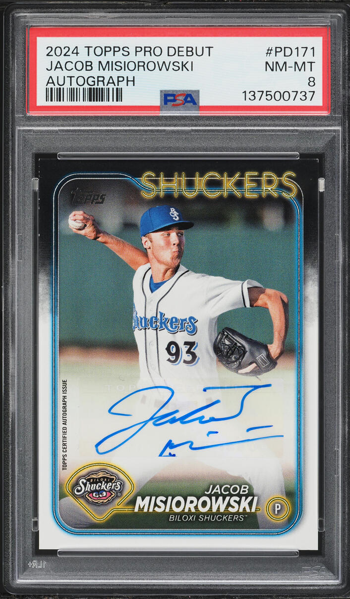 2024 Topps Pro Debut Jacob Misiorowski PROSPECT AUTO #PD171 PSA 8 NM-MT