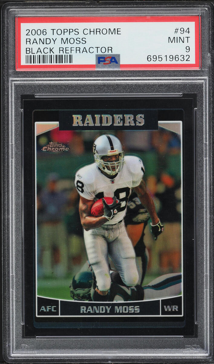 2006 Topps Chrome Black Refractor Randy Moss /199 #94 PSA 9 MINT