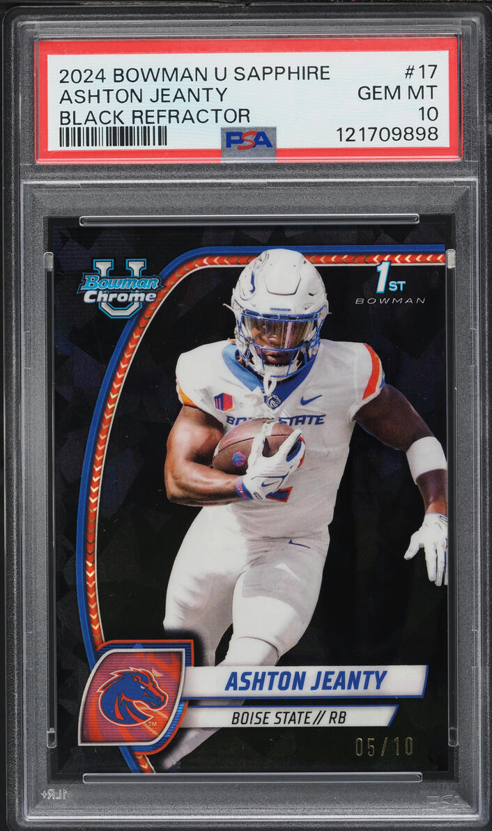 2024 Bowman University Chrome Sapphire Black Refractor Ashton Jeanty /10 #17 PSA 10 GEM MINT
