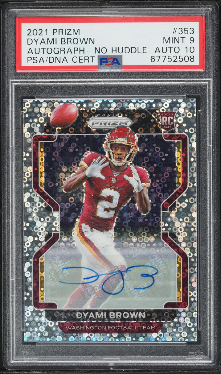 2021 Panini Prizm No Huddle Dyami Brown ROOKIE AUTO DNA 10 #353 PSA 9 MINT