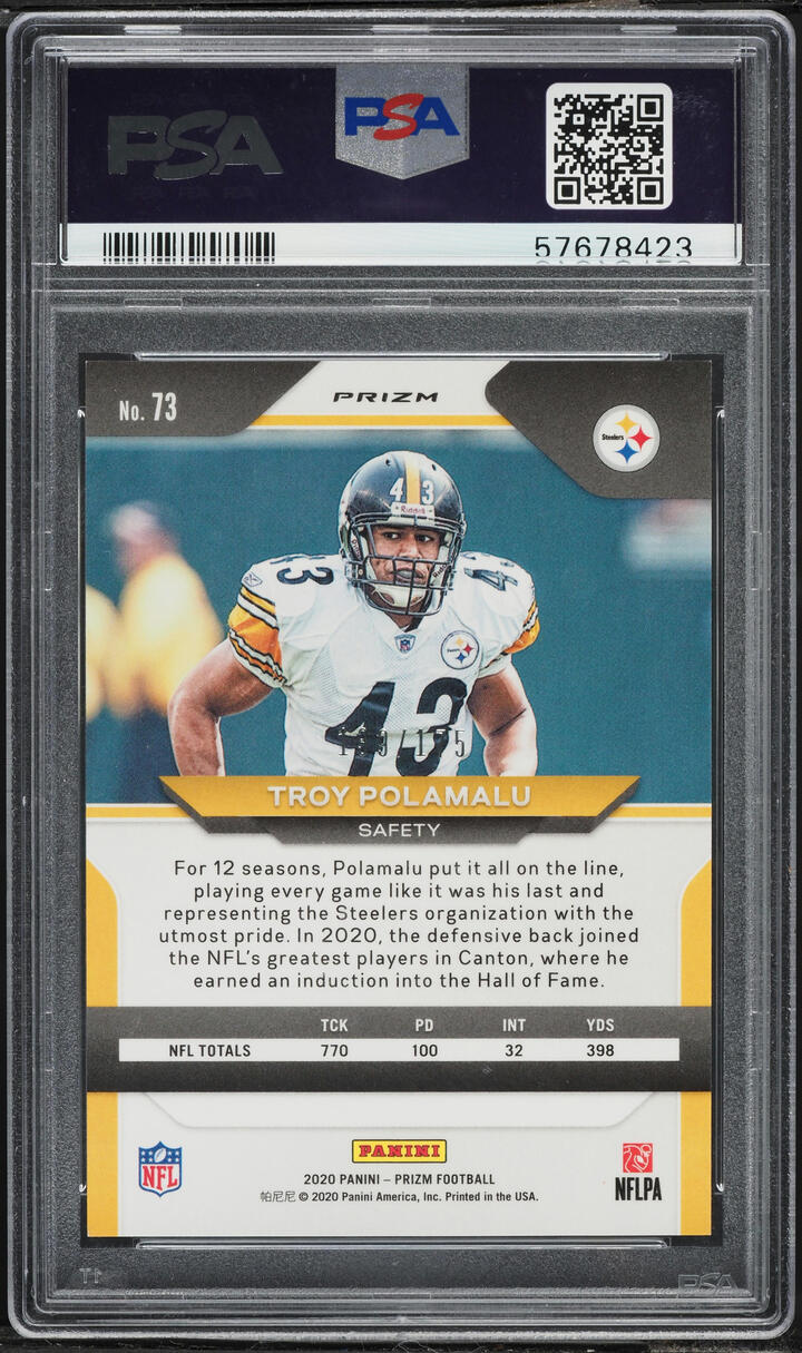 2020 Panini Prizm Hyper Troy Polamalu /175 #73 PSA 10 GEM MINT on