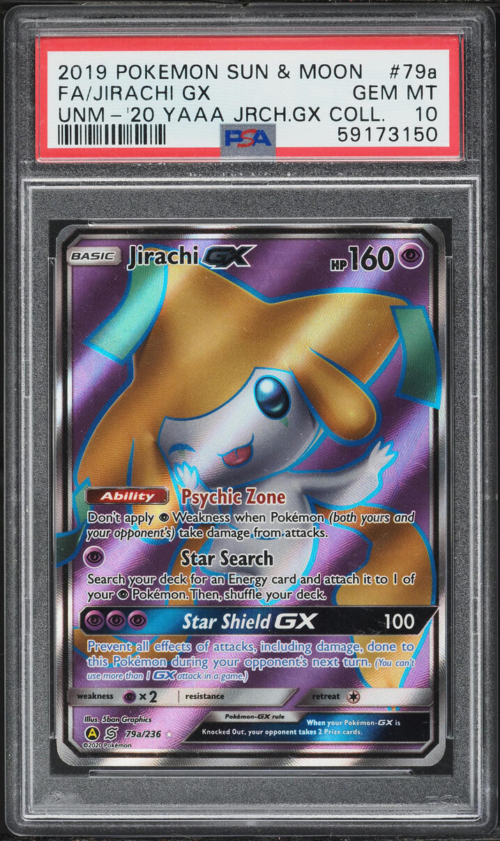 2019 Pokemon Sun & Moon Unified Minds Full Art Jirachi GX #79a PSA 10 GEM MINT