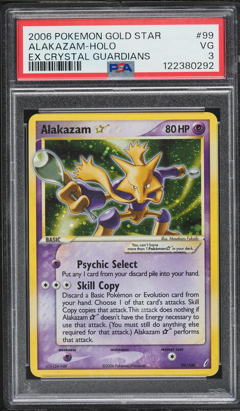 2006 Pokemon EX Crystal Guardians Holo Alakazam Gold Star #99 CGC