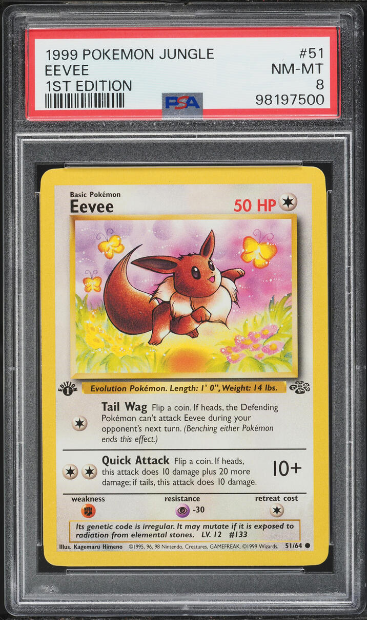 1999 Pokemon Jungle 1st Edition Eevee #51 PSA 8 NM-MT