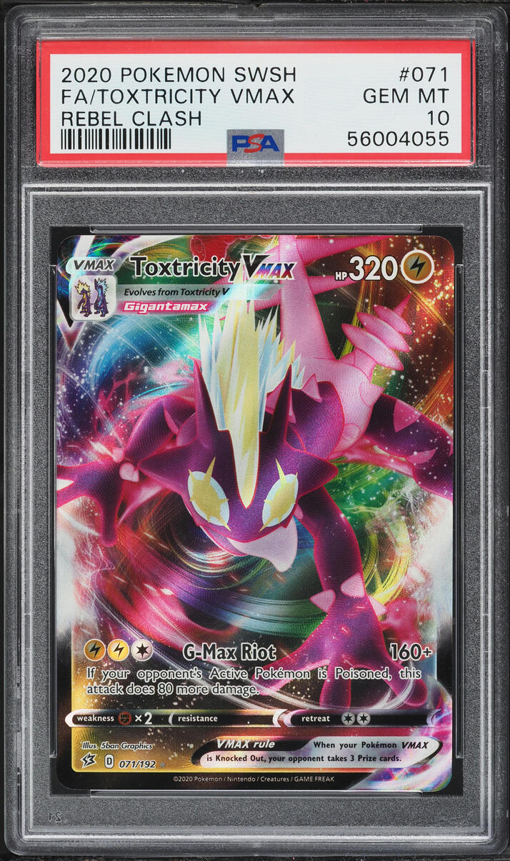 2020 Pokemon Sword & Shield Rebel Clash Full Art Toxtricity VMAX #71 PSA 10 GEM MINT