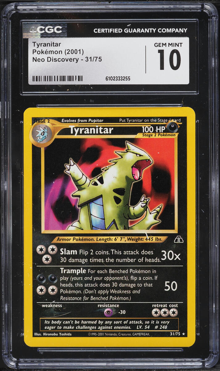2001 Pokemon Neo Discovery Tyranitar #31 CGC 10 GEM MINT