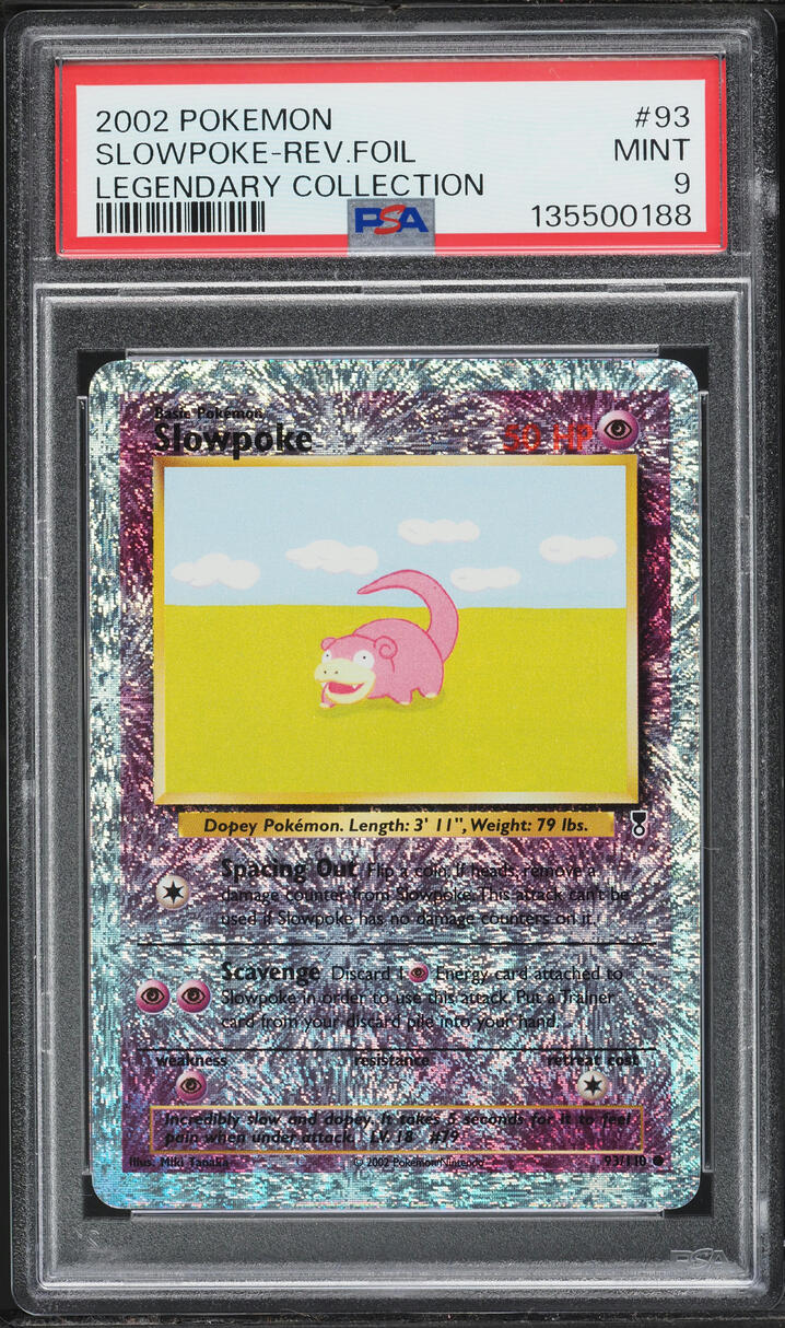 2002 Pokemon Legendary Collection Reverse Holo Slowpoke #93 PSA 9 MINT