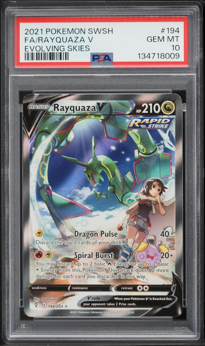 2021 Pokemon Sword & Shield Evolving Skies Alt Art Rayquaza V #194 PSA 10 GEM MINT