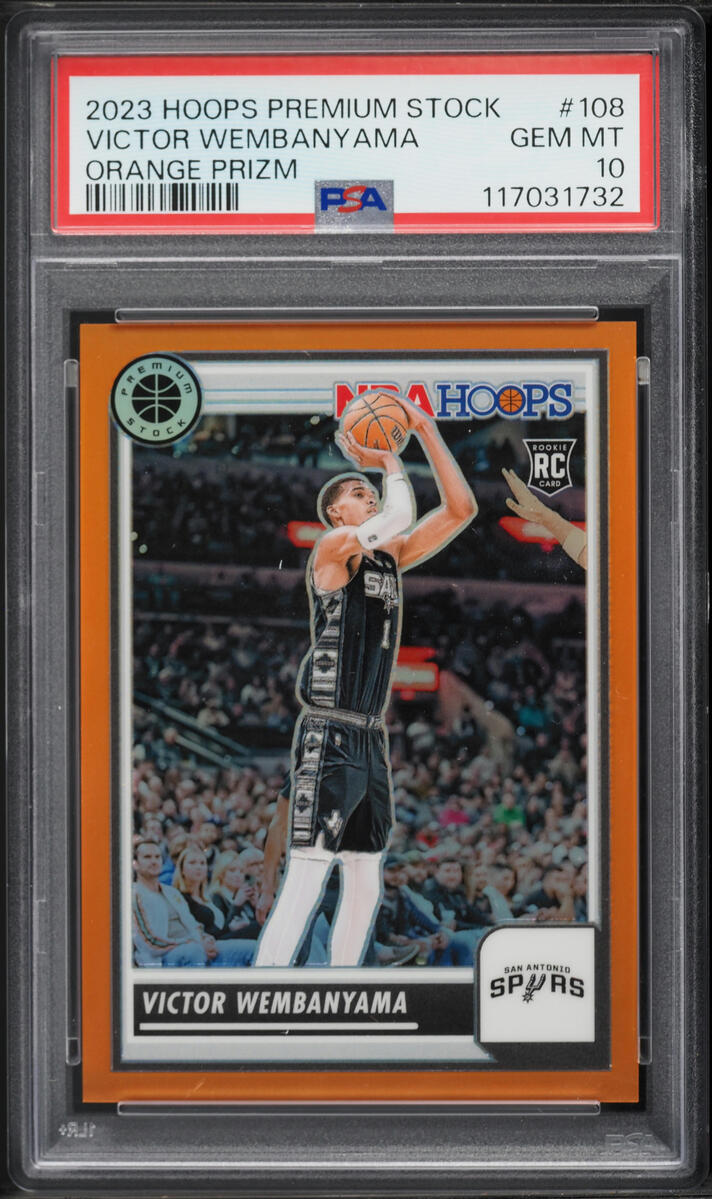 2023 Hoops Premium Stock Orange Prizm Victor Wembanyama ROOKIE /299 #108 PSA 10 GEM MINT
