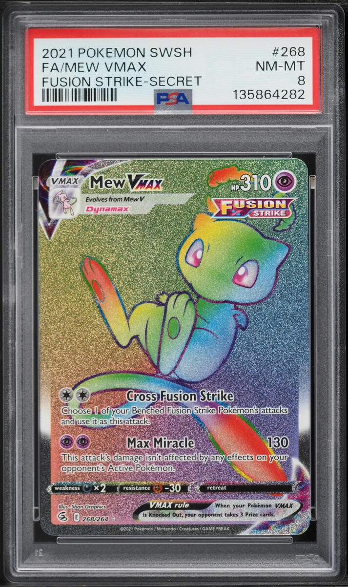 2021 Pokemon Sword & Shield Fusion Strike Rainbow Rare Mew VMAX #268 PSA 8 NM-MT