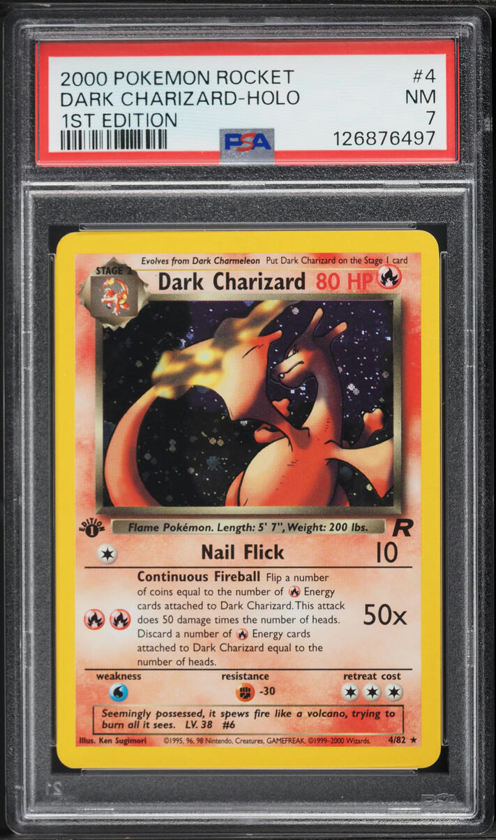 2000 Pokemon Team Rocket 1st Edition Holo Dark Charizard #4 PSA 7 NRMT