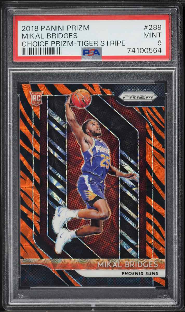 2018 Panini Prizm Choice Tiger Stripe Mikal Bridges ROOKIE #289 PSA 9 MINT