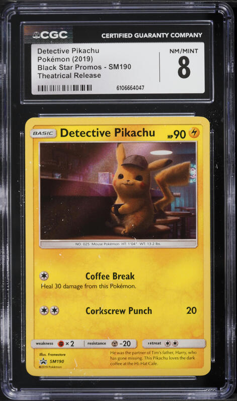 2019 Pokemon Sun & Moon Promo Theatrical Release Detective Pikachu #SM190 CGC 8 NM-MT