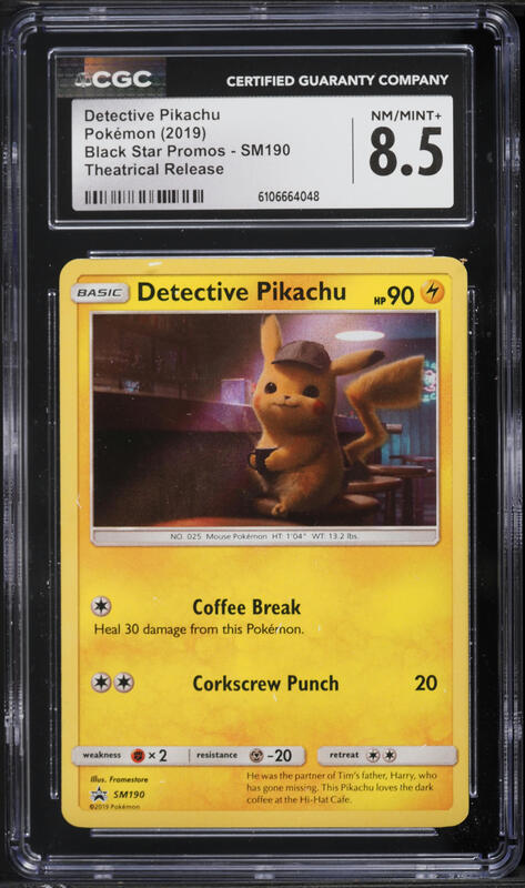 2019 Pokemon Sun & Moon Promo Theatrical Release Detective Pikachu #SM190 CGC 8.5 NM-MT+