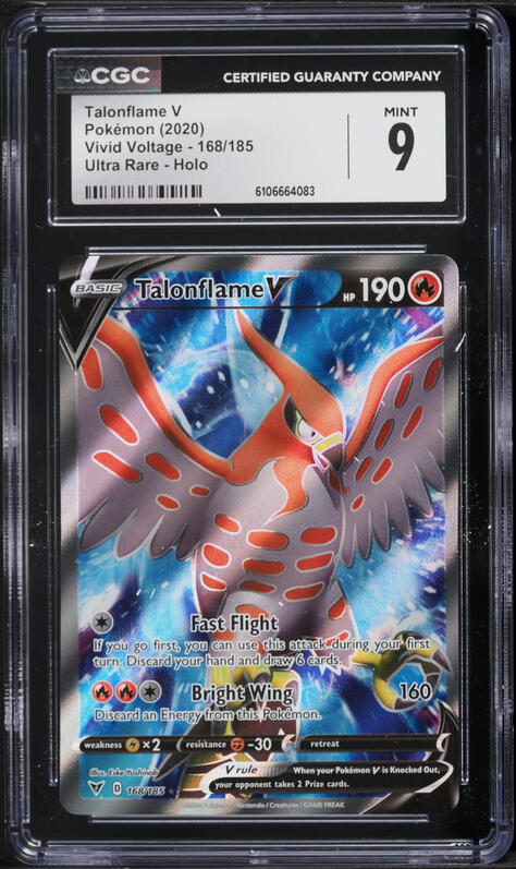 2023 Pokemon Sword & Shield Vivid Voltage Full Art Talonflame V #168 CGC 9 MINT