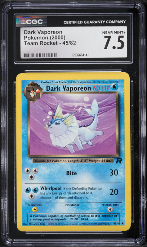 1995 dark vaporeon pokemon card value Eevee Gone Bad: Bid for & Jolteon Pokmon Cards when you play Vaporeon ex from your hand to evolve 1 of your Pokmon 2002 Pokemon Legendary Collection Holo
