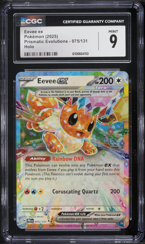 2025 Pokemon Scarlet & Violet Prismatic Evolutions Holo Eevee ex #75 CGC 9 MINT