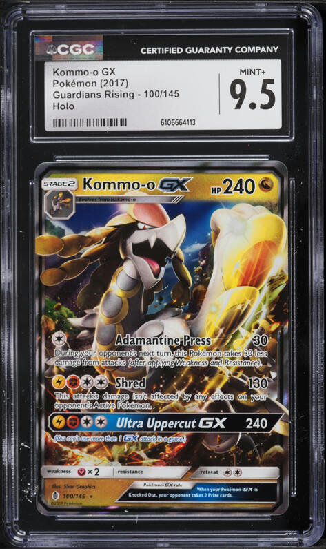 2017 Pokemon Sun & Moon Guardians Rising Holo Kommo-o GX #100 CGC 9.5 MINT+