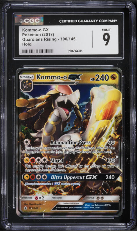 2017 Pokemon Sun & Moon Guardians Rising Holo Kommo-o GX #100 CGC 9 MINT