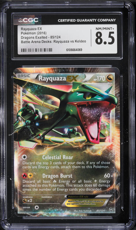 2016 Pokemon Black & White Dragons Exalted Battle Arena Holo Rayquaza EX #85 CGC 8.5 NM-MT+