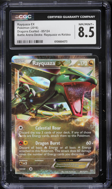 2016 Pokemon Black & White Dragons Exalted Battle Arena Holo Rayquaza EX #85 CGC 8.5 NM-MT+