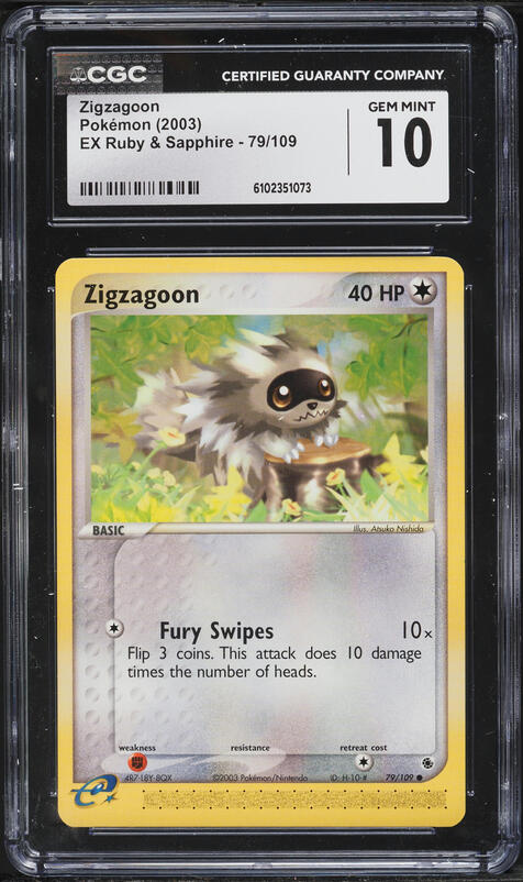 2003 Pokemon EX Ruby & Sapphire Zigzagoon #79 CGC 10 GEM MINT