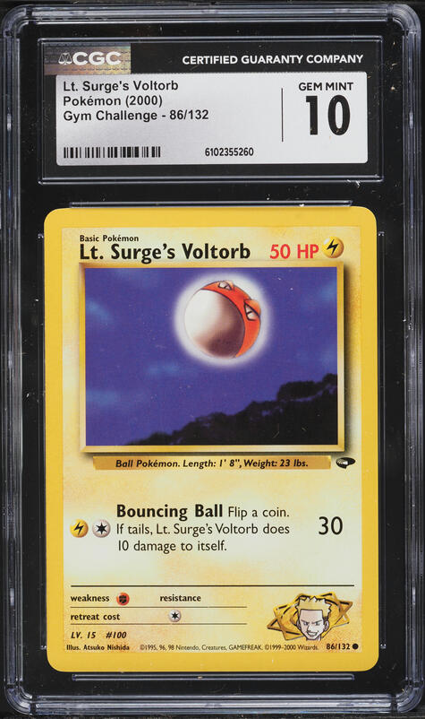 2000 Pokemon Gym Challenge Lt. Surge's Voltorb #86 CGC 10 GEM MINT