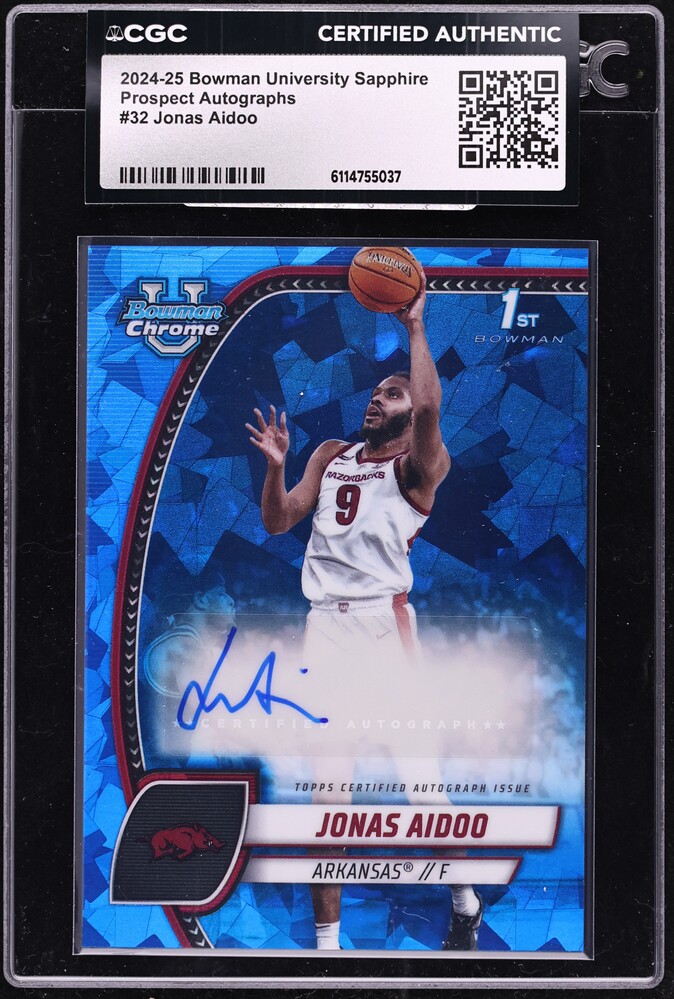 2024 Bowman Chrome University Sapphire Basketball Jonas Aidoo #32 CGC AUTH
