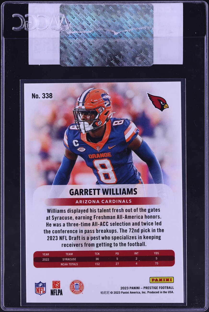 2023 Panini Prestige Xtra Points Red Garrett Williams ROOKIE /499 #338 CGC AUTH