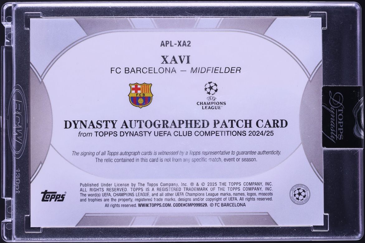 2024 Topps Dynasty UEFA Club Competitions Black Xavi PATCH AUTO /5 #APL-XA2