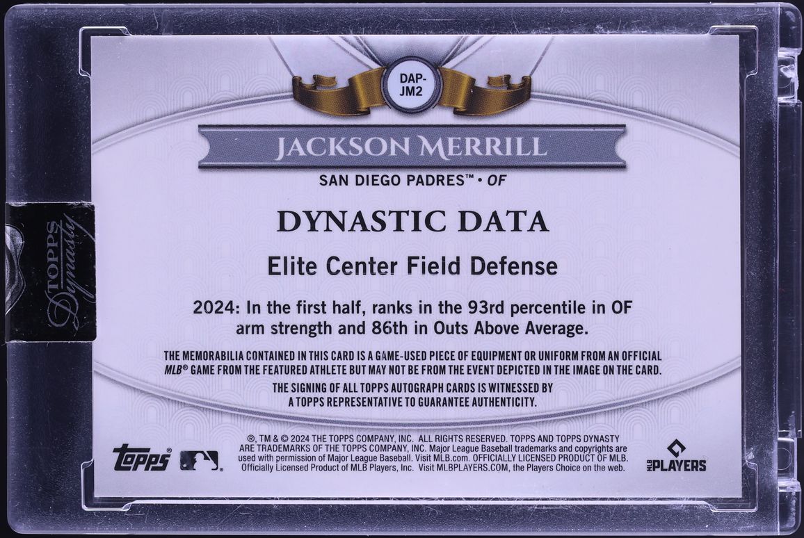 2024 Topps Dynasty Jackson Merrill ROOKIE PATCH AUTO /10 #DAP-JM2