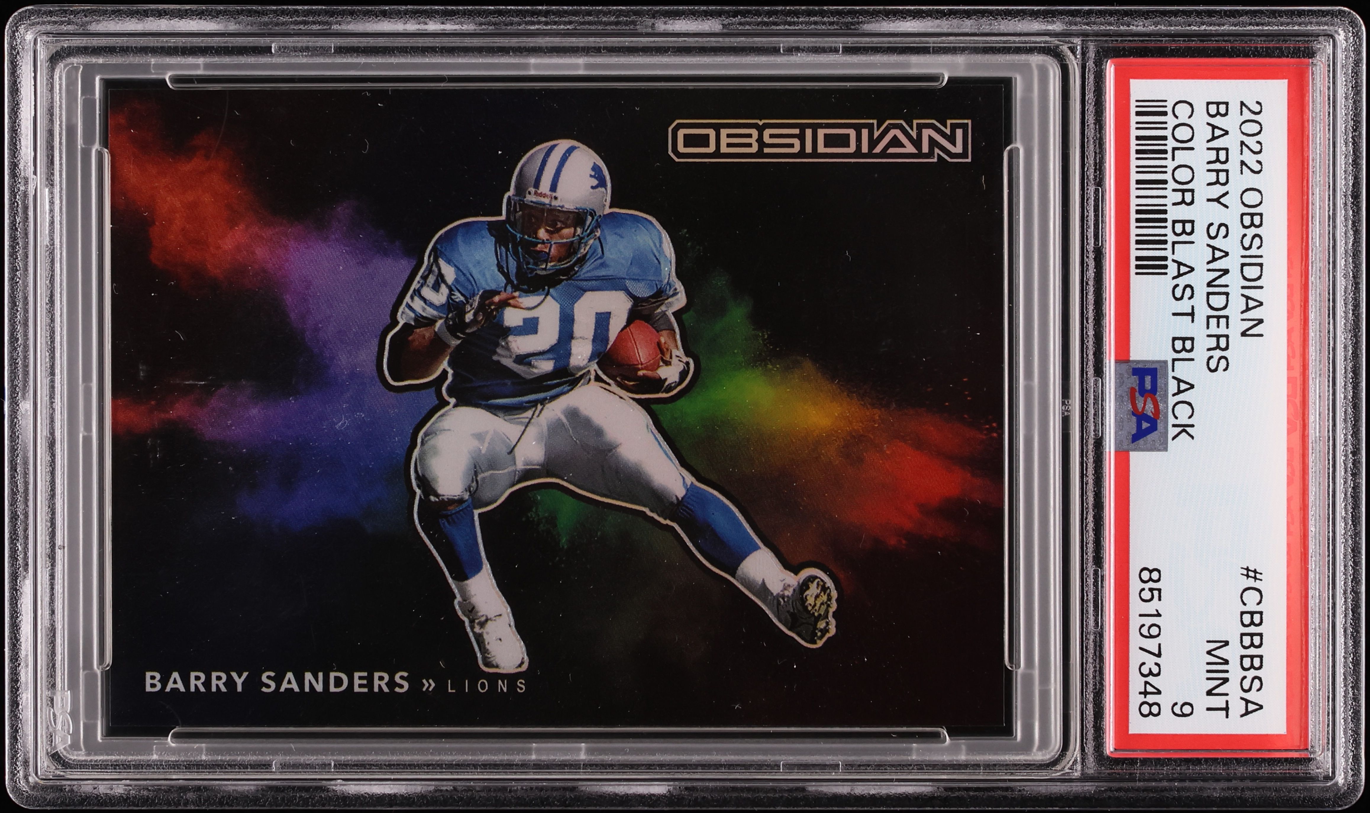 2022 Panini Obsidian Color Blast Black Barry Sanders #CBB-BSA PSA