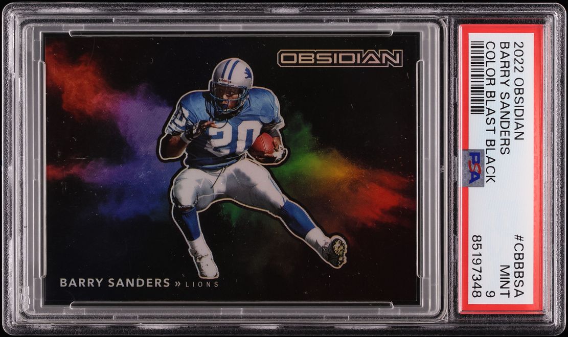2022 Panini Obsidian Color Blast Black Barry Sanders #CBB-BSA PSA 9 MINT