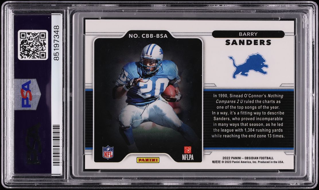 2022 Panini Obsidian Color Blast Black Barry Sanders #CBB-BSA PSA 9 MINT