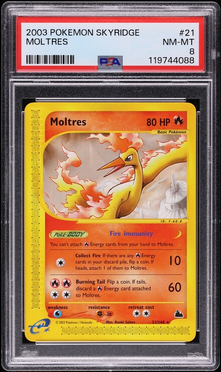 2003 Pokemon Skyridge Moltres #21 PSA 8 NM-MT