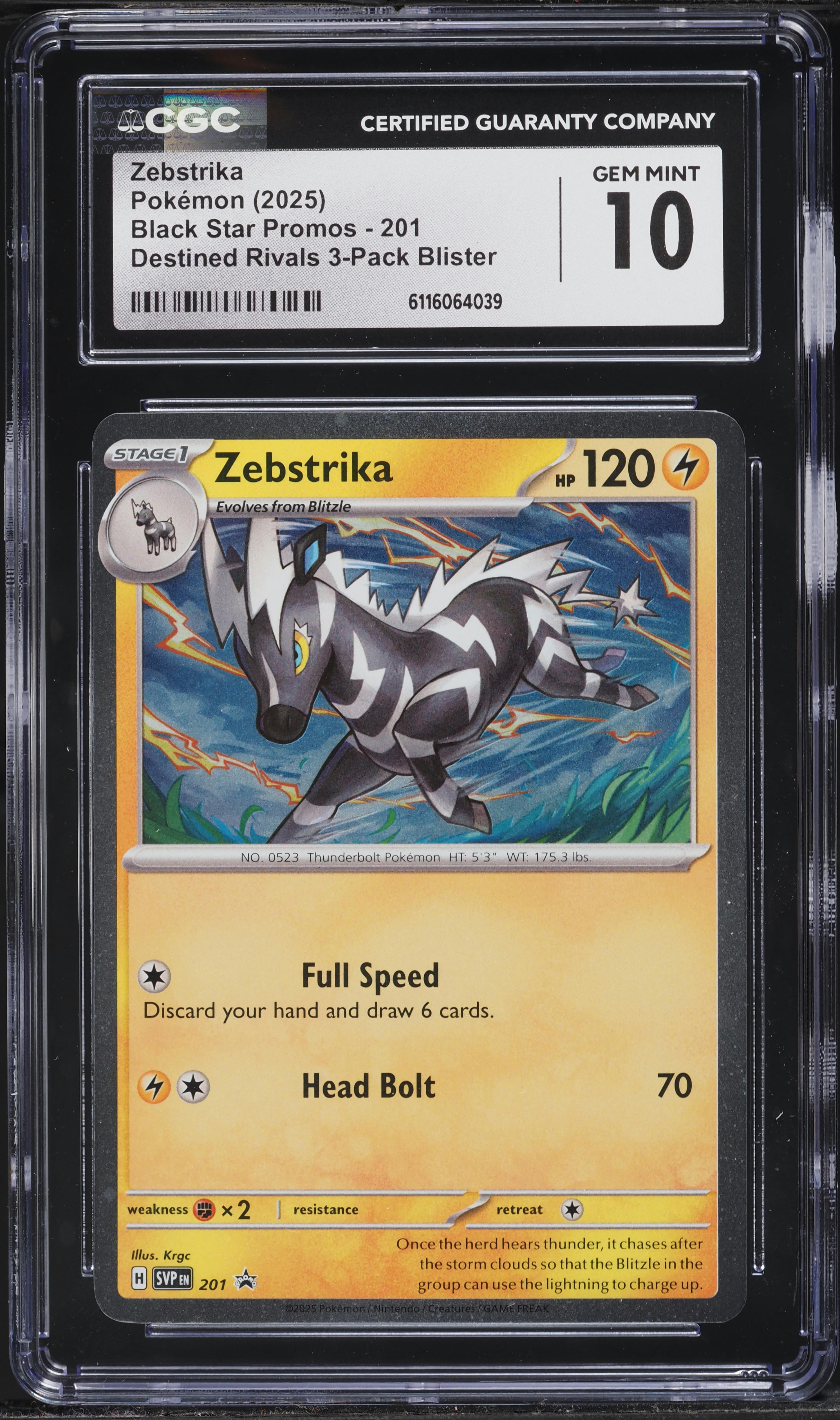 2025 Pokemon SV Black Star Promo Destined Rivals Zebstrika #201 CGC 10 GEM MINT on Fanatics Collect 2025 Pokemon SV Black Star Promo Destined Rivals Zebstrika #201 CGC 10 GEM MINT on Fanatics Collect