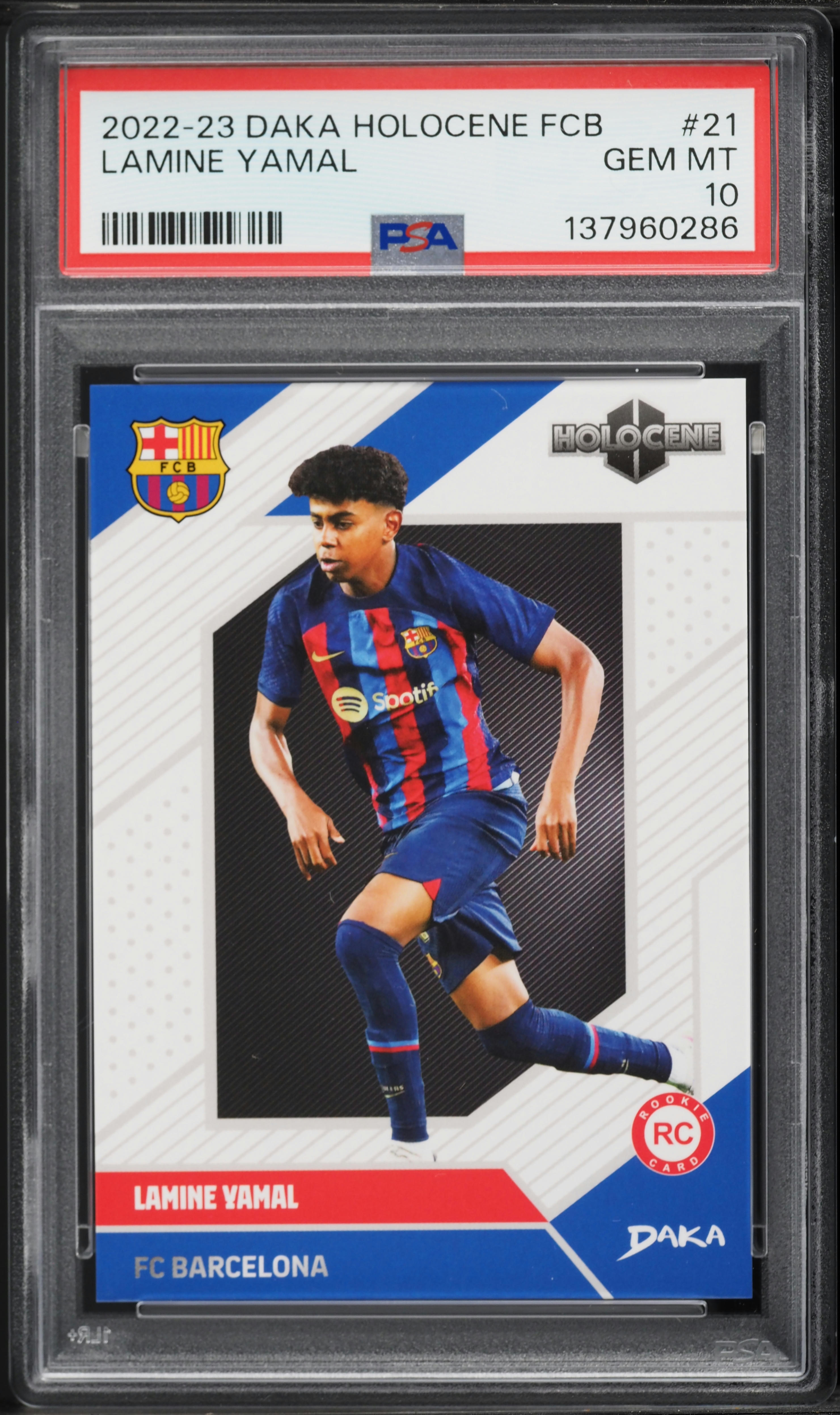 2022 Daka Holocene FC Barcelona Lamine Yamal ROOKIE #21 PSA 10 GEM