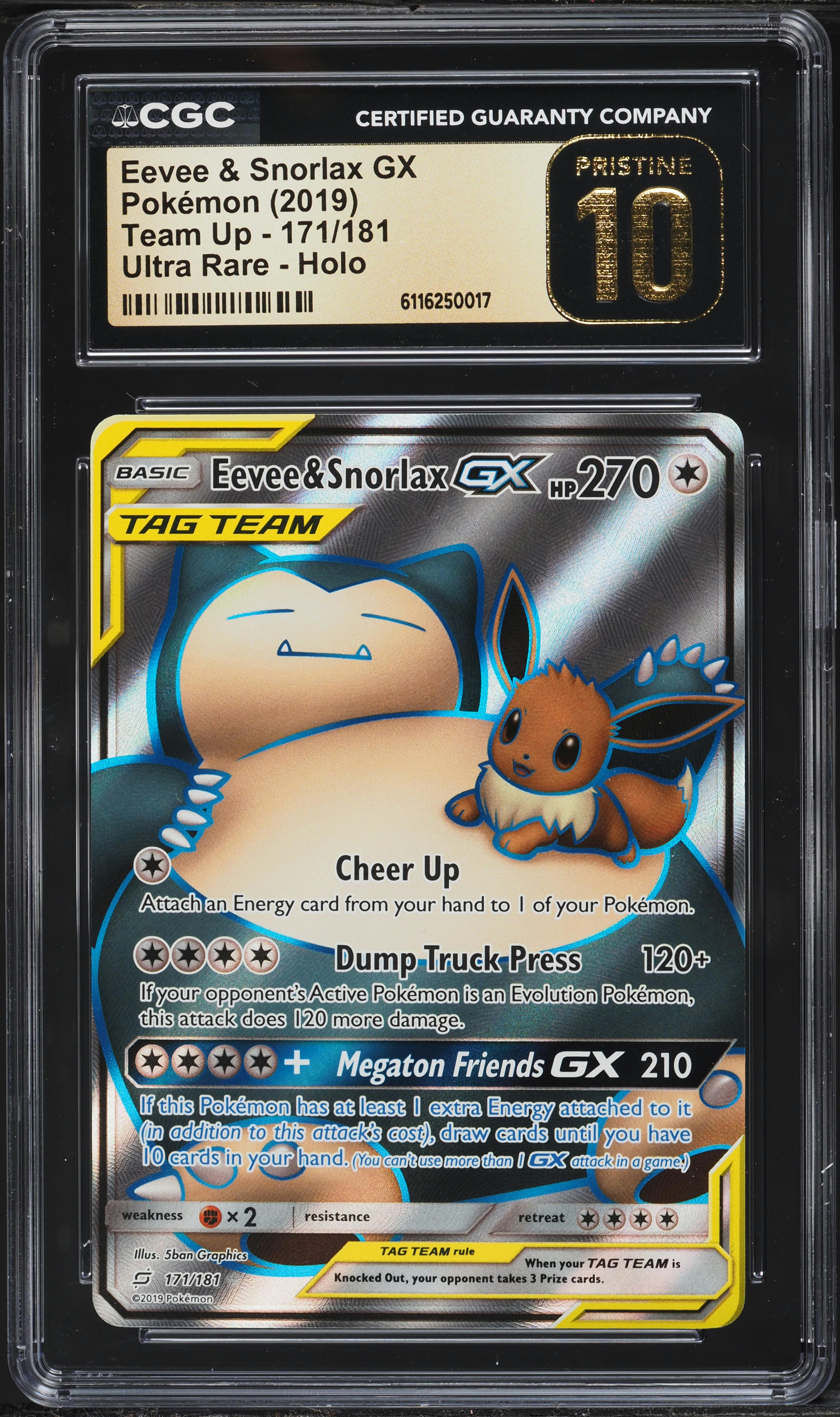 2019 Pokemon Sun & Moon Team Up Full Art Eevee & Snorlax GX #171 CGC 10  PRISTINE on Fanatics Collect