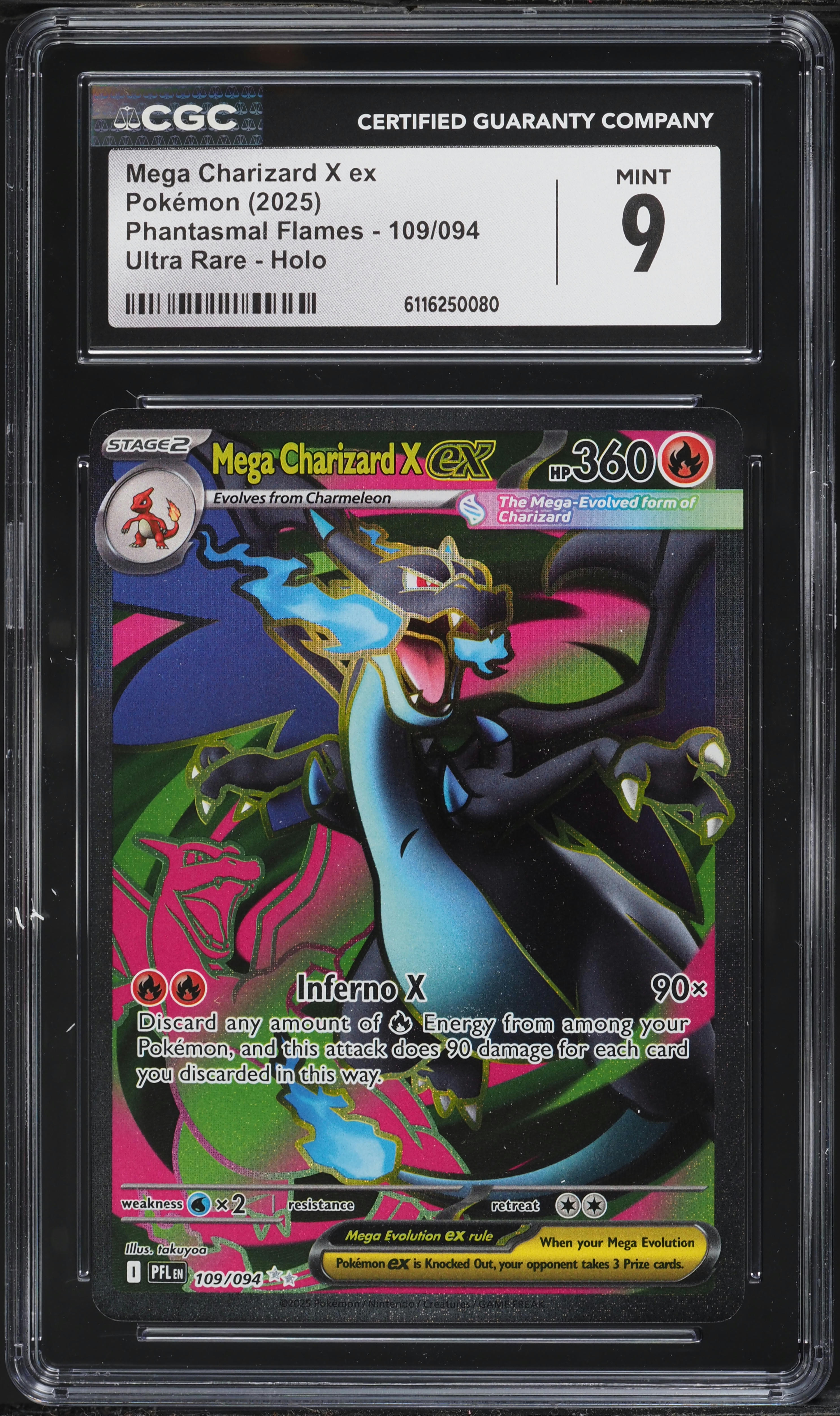2025 Pokemon Mega Phantasmal Flames Full Art Mega Charizard X Ex
