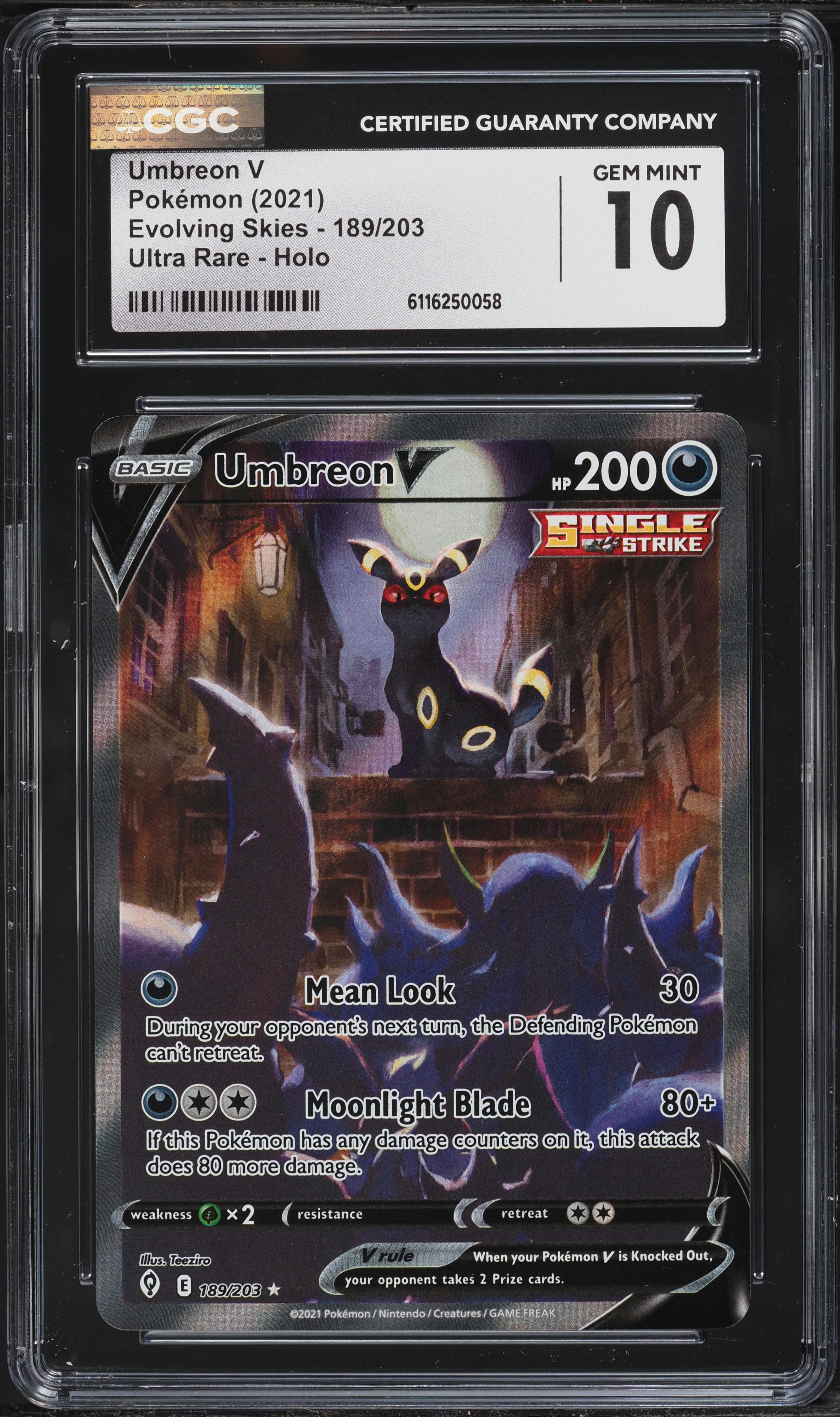 umbreon v pokemon card 2021 Sword & Shield Evolving Skies #189/203 Full Art  Burbank Cards Colorless Moonlight Blade (80+) If this Pokmon has any damage counters on it Umbreon V Fa Evolving Skies