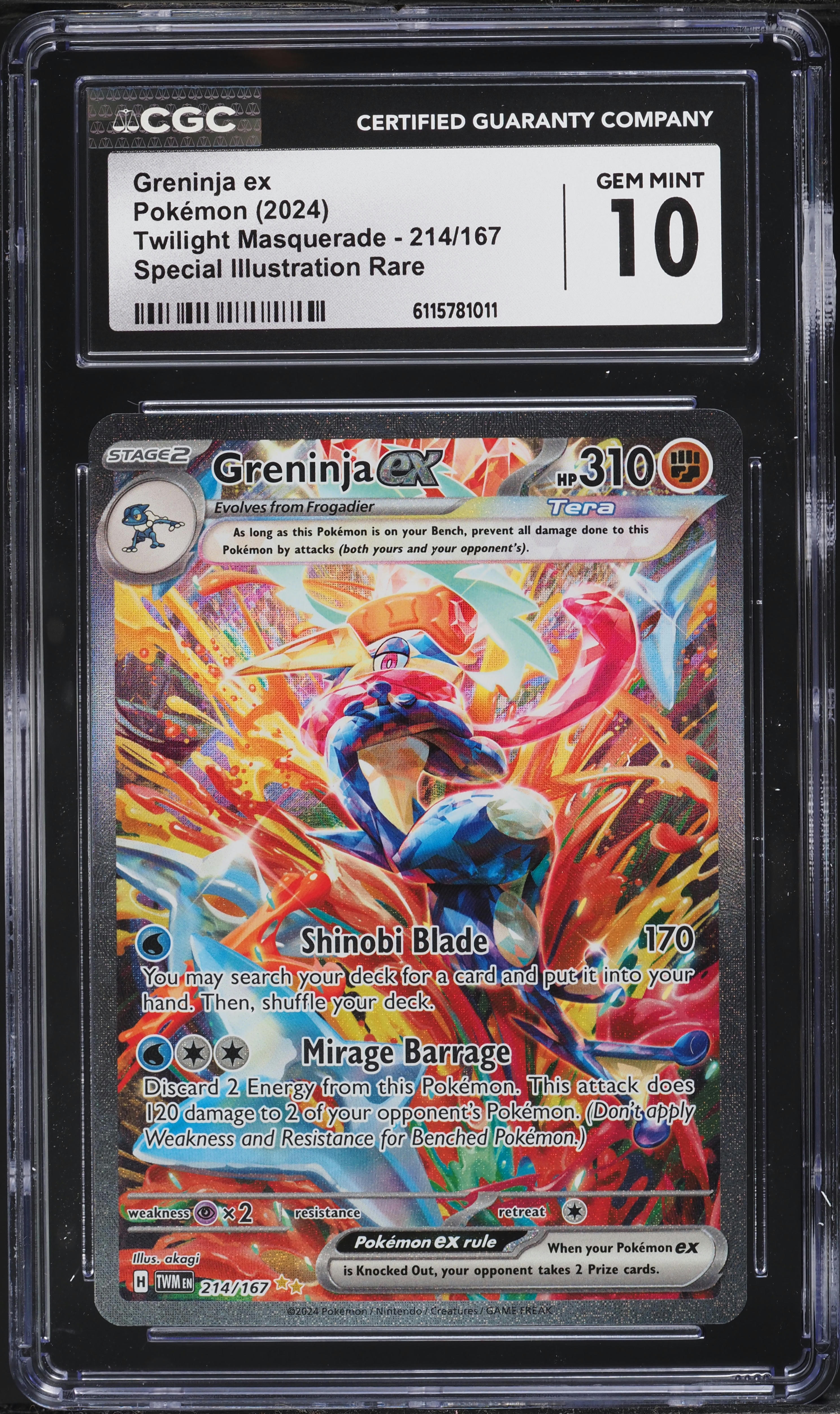 2024 Pokemon Scarlet & Violet Twilight Masquerade SIR Greninja ex #214 CGC  10 GEM MINT on Fanatics Collect