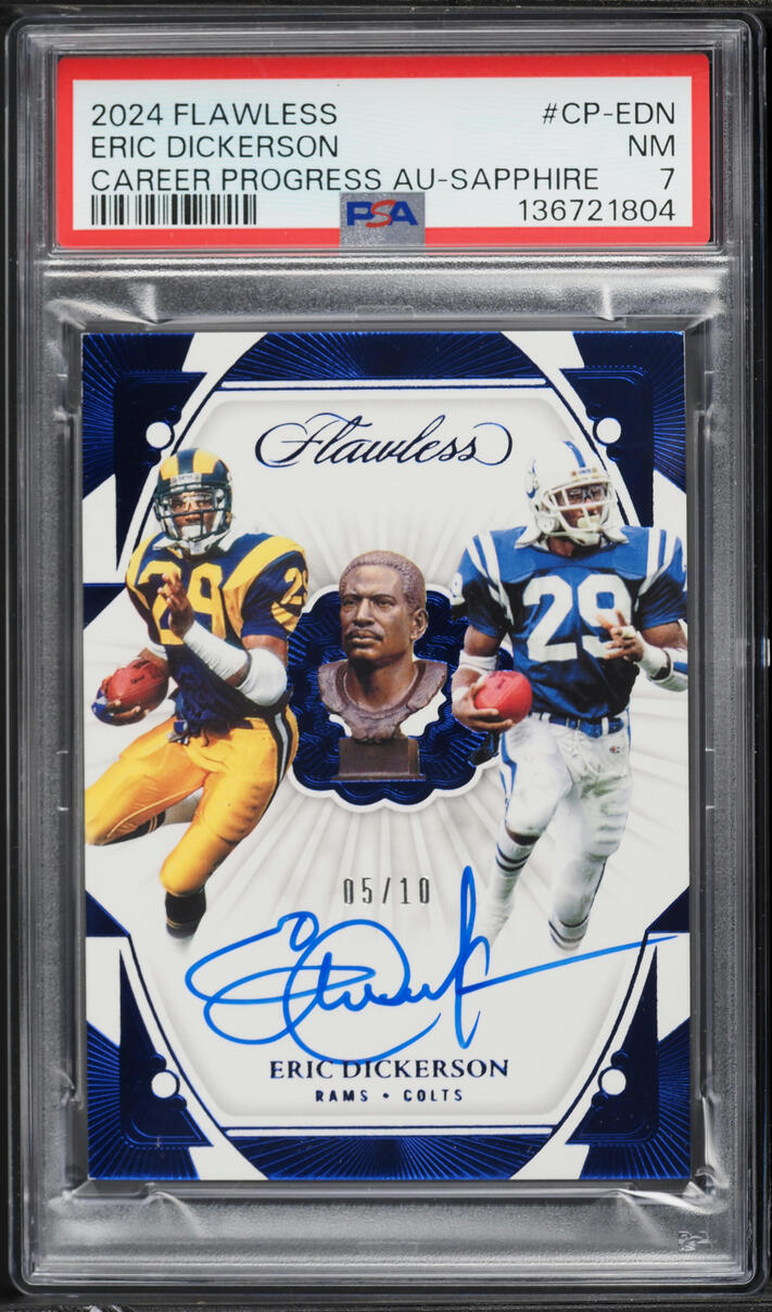 2024 Panini Flawless Career Progressions Sapphire Eric Dickerson AUTO /10 #CP-EDN PSA 7 NRMT