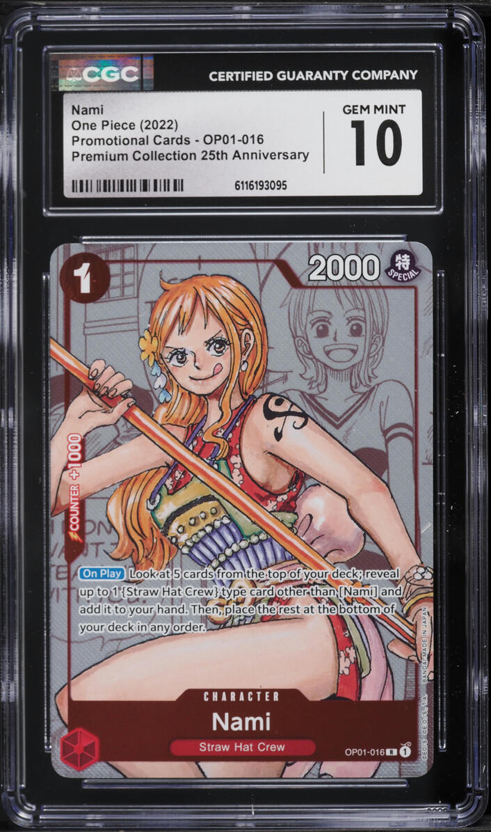 2022 One Piece Promo Premium 25th Anniversary Manga Art Nami #OP01-016 CGC 10 GEM MINT