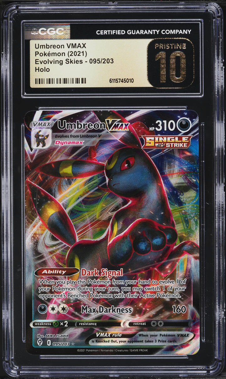 2021 Pokemon Sword & Shield Evolving Skies Full Art Umbreon VMAX #95 CGC 10 PRISTINE