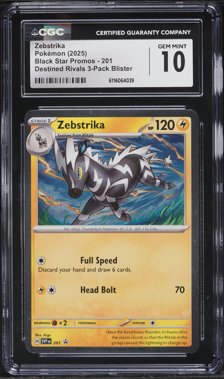 2025 Pokemon SV Black Star Promo Destined Rivals Zebstrika #201 CGC 10 GEM  MINT on Fanatics Collect